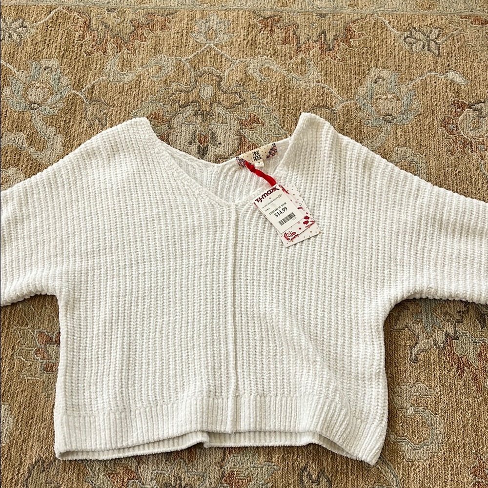 White V-Neck Sweater
